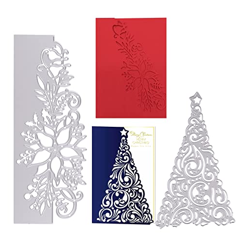 FLOFIA 2x Weihnachten Stanzen Stanzschablone Rahmen Stanzbögen Weihnachtsbaum Stanzformen Stanzer Stanzmaschine Prägeschablone für Scrapbooking Kartenbasteln Album von FLOFIA