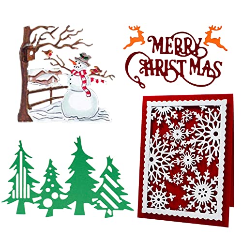 FLOFIA 4 Set Weihnachten Stanzen Schneeflocke Stanzschablone Stanzbögen Schneemann Stanzformen Stanzer Stanzmaschine Prägeschablone für Scrapbooking Kartenbasteln Journaling von FLOFIA