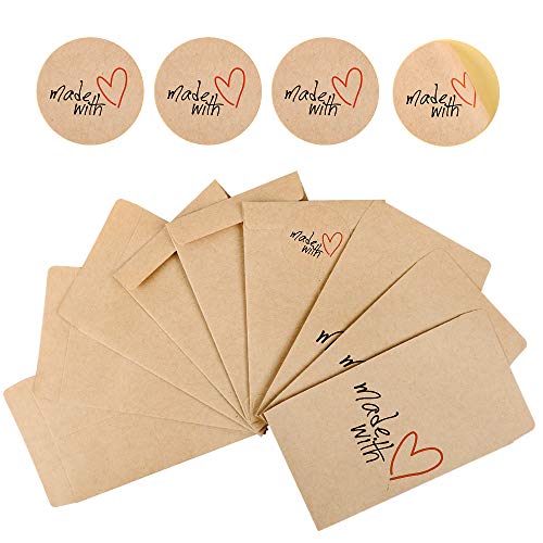 FLOFIA 50 Mini Papiertüten Papierbeutel Kleine Kraftpapier Flachbeutel Geschenktüten Bonbons Süßigkeiten Hochzeit Gastgeschenke Samen Schmucktüten Adventskalender Basteln Tüten Weihnachten Braun von FLOFIA