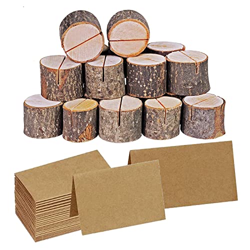 40 Stück Holz Holzsteg Kartenhalter, Hölzerner Barke Tischkartenhalter, Platzkarte Tischkartenhalter Namesschild Fotohalter, Kartenhalter Aus Holz mit 40 Tischkarten für Hochzeit Geburtstag Babyparty von FLOTRUTE