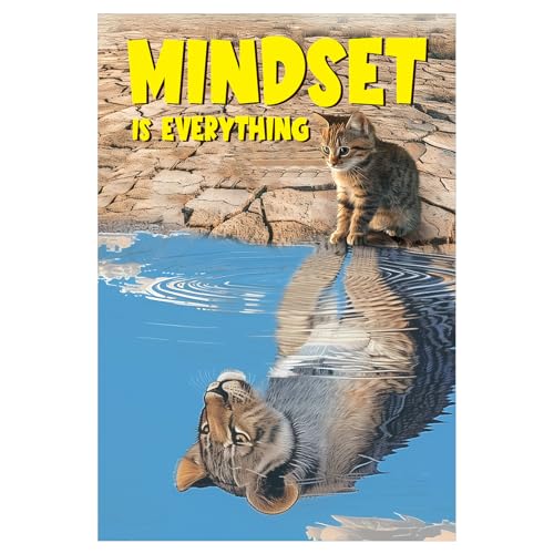 FLYAB Motivationsposter – 29 x 41 cm "Mindset is Everything", Wanddekoration für Zuhause, Büro, Klassenzimmer, positives inspirierendes Bilderpapier für Studenten, Teenager, Männer, Frauen von FLYAB