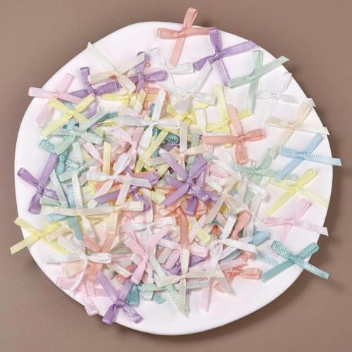 100-teilige Bänder Satinbänder Blumen Schleifen Krawatten DIY Basteln Scrapbooking Verzierungszubehör Weihnachtsdekorationen-A-3cm 100 Stück von FLYCHI