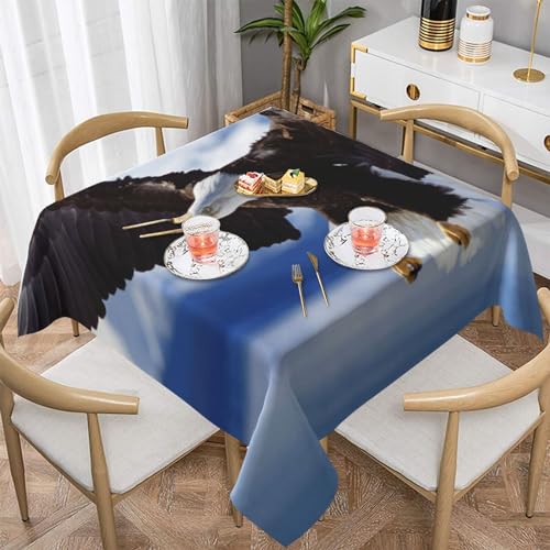FLYIFE Quadratische Tischdecke mit Adler-Motiv, 152 x 152 cm, wasserabweisend, knitterfrei, Tischdecke für Picknick, Küche, Esszimmer von FLYIFE