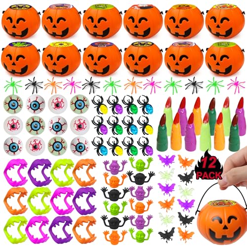 Halloween-Partygeschenke, vorgefüllte kleine Kunststoff-Kürbis-Boxen, Halloween-Spielzeug in Großpackung, Halloween-Preise, Geschenke für Kinder, Süßes oder Saures, Halloween-Party-Preise, Spielzeug, von FLYSNK