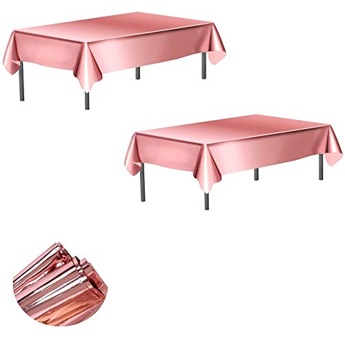 FLZONE Roségold Einweg Tischdecke,2 Stück Roségold Kunststoff Tischdecke Folie Tischdecke für Hochzeit Geburtstag Baby Dusche Party Dekoration 1M * 2,7M von FLZONE