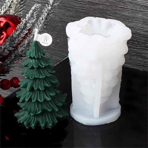 Weihnachtsbaum-Kerzenformen, 3D-Weihnachts-Silikonformen für selbstgemachte Kerzen, Seife, Weihnachtsgeschenk, Epoxidharz, Schokolade, Kuchendekorationen, Heimdekoration von FMOYSIEN