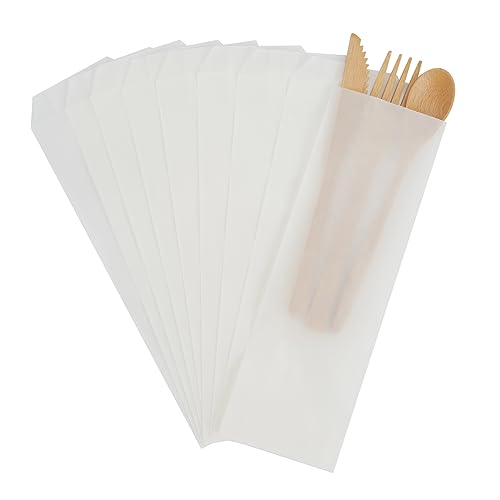 FOCCIUP 100 Stück 7,6 x 25,4 cm 100 Stück kleine flache Papiertüten halbtransparente Pergamin-gewachste Beutel für Partygeschenke von FOCCIUP