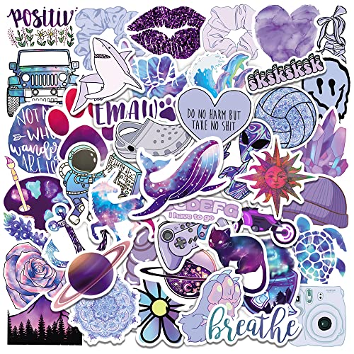 50pcs Lila Aufkleber, Ästhetische Niedliche Aufkleber Packs für Wasserflaschen, Laptop, Telefon, Gepäck, Vinyl Wasserdicht VSCO Lustige Lila Stickers für Kinder Teenager Mädchen Erwachsene von FOCRI