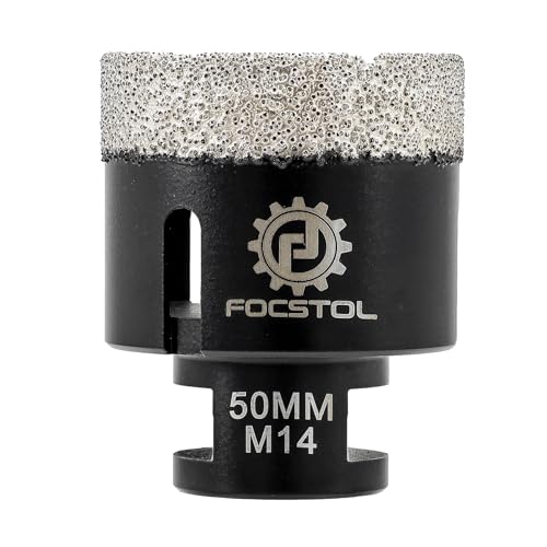 FOCSTOL Diamant Fliesenbohrer 50mm Vakuumgelötete Diamant Lochsäge für Porzellan Keramik Fliese Marmor Granit Stein Quarz M14 Gewinde von FOCSTOL