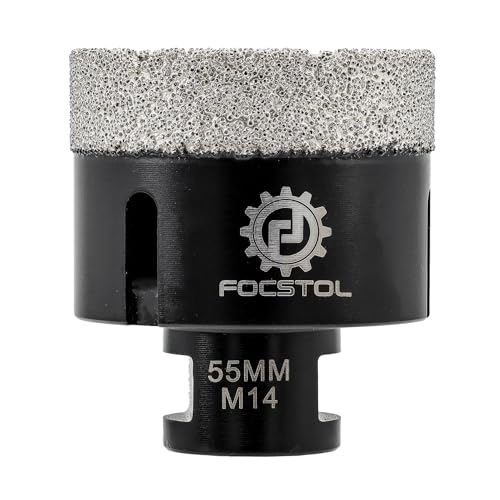 FOCSTOL Diamant Fliesenbohrer 55mm Vakuumgelötete Diamant Lochsäge für Porzellan Keramik Fliese Marmor Granit Stein Quarz M14 Gewinde von FOCSTOL