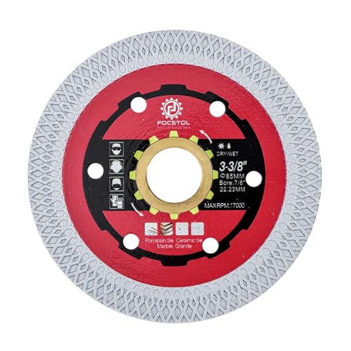 FOCSTOL Diamant Trennscheibe - 85mm Fliesentrennscheibe für Porzellan Keramikfliesen Marmor Granit Quarz Laube 22,23mm x 15,875mm von FOCSTOL