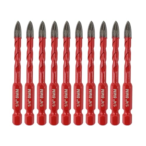 FOCSTOL Fliesenbohrer Set - 10 Stück Hartmetallbohrer mit Schnellwechsel-Sechskantschaft für Holz Kunststoff Mauerwerk Keramikfliesen Beton Marmor (6mm*10) von FOCSTOL