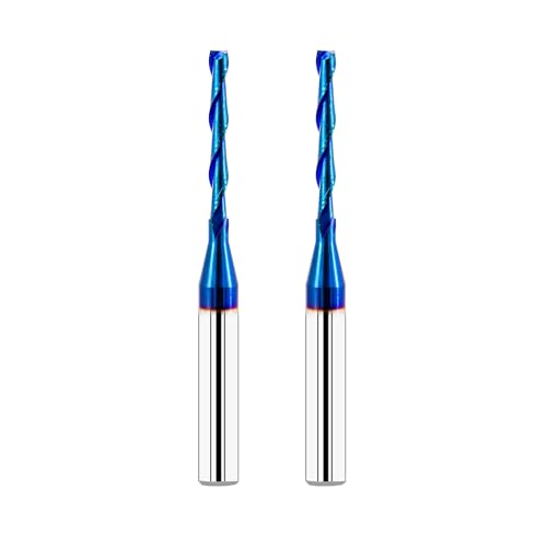 FOCSTOL Spiralnutfräser 3mm Kompression - 2 Stück Fräser CNC Spiralfräser, Upcut Spiralfräser Router Bit mit Nano-Blau-Beschichtung zum Nuten und Schnitzen von Holz von FOCSTOL