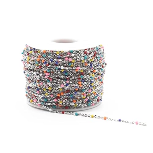 Bunte Kettengliederrollen, bunte Stahlketten, 1/2 Meter vergoldete Edelstahl-Kabelkette, 1,5 mm breit, Emaille-Satelliten-Gliederkette for die Herstellung von Armbändern, Halsketten und Fußkettchen(St von FOELANNE