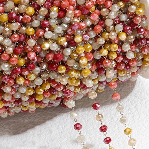 FOELANNE Bunte Kettengliederrollen, Bunte Stahlketten, 1 Meter Bunte Steine ​​Edelstahl Perlen Kette Kristall Perlen Kette for Halskette Armband DIY Schmuck Machen Zubehör(5) von FOELANNE