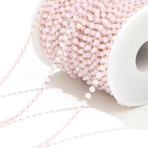 FOELANNE Bunte Kettengliederrollen, Bunte Stahlketten, 1 Meter Edelstahl vergoldet Bunte Kristallperlen Ketten for DIY Schmuckherstellung Halskette Armband Zubehör(8) von FOELANNE