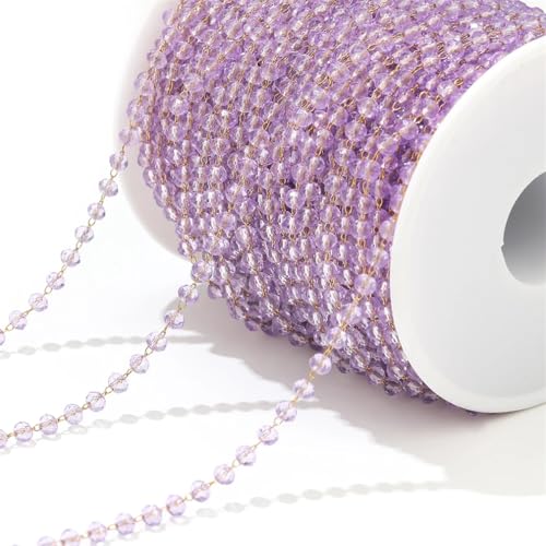 FOELANNE Bunte Kettengliederrollen, Bunte Stahlketten, 1 Meter Edelstahl vergoldet Bunte Kristallperlen Ketten for DIY Schmuckherstellung Halskette Armband Zubehör(9) von FOELANNE