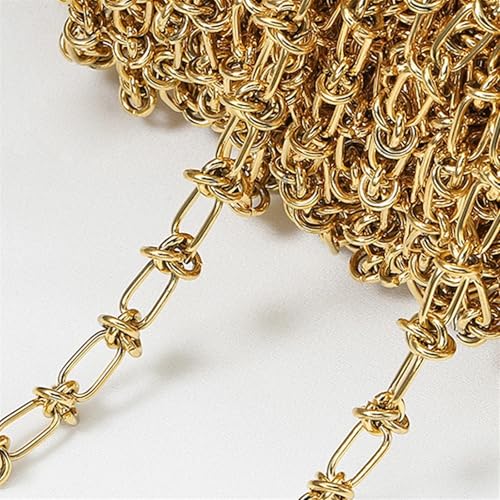 FOELANNE Bunte Kettengliederrollen, Bunte Stahlketten, 2 Meter 1 Meter Edelstahl Gold Farbe Chunky Knot Ketten Armband Kette for Männer DIY Hip Hop Halskette Schmuck Machen(Gold Color,1Meter) von FOELANNE