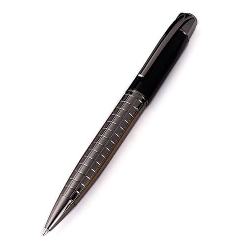 FOELANNE Nachfüllbarer Klick-Kugelschreiber, Metall-Kugelsc Kugelschreiber Luxus-Tintenroller mit Metallgravur, Business Signing Pen for Business Administrative Writing Pen(Black) von FOELANNE