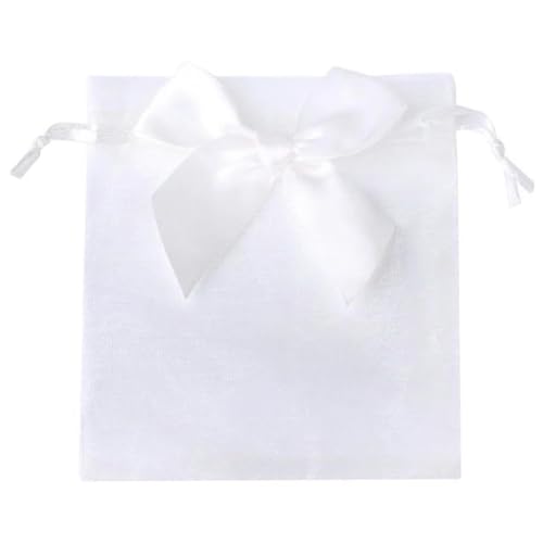 FOELANNE Organza Geschenk Mesh Candy Favour Pouches, 10 Teile/los 9x12 cm Organza Geschenk Beutel Hochzeit Party Beutel Schmuck Süßigkeiten Kordelzug Verpackung Beutel mit Schmetterling Seide(White) von FOELANNE