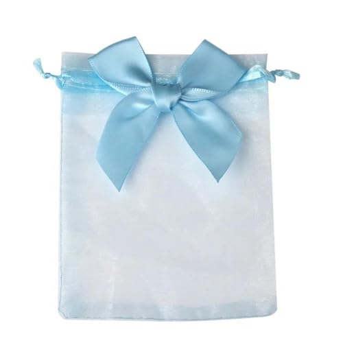 FOELANNE Organza Geschenk Mesh Candy Favour Pouches, 10 Teile/los 9x12 cm Organza Geschenk Beutel Hochzeit Party Beutel Schmuck Süßigkeiten Kordelzug Verpackung Beutel mit Schmetterling Seide(Blue) von FOELANNE