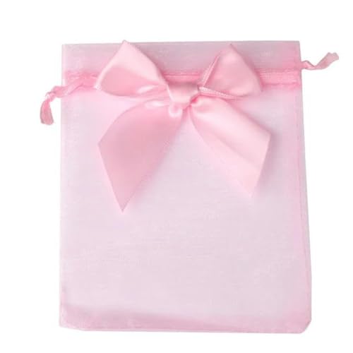 FOELANNE Organza Geschenk Mesh Candy Favour Pouches, 10 Teile/los 9x12 cm Organza Geschenk Beutel Hochzeit Party Beutel Schmuck Süßigkeiten Kordelzug Verpackung Beutel mit Schmetterling Seide(Pink) von FOELANNE