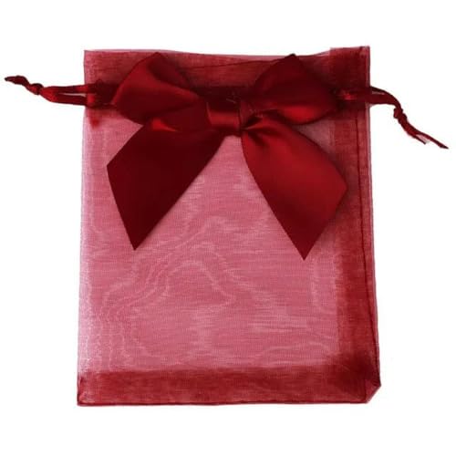 FOELANNE Organza Geschenk Mesh Candy Favour Pouches, 10 Teile/los 9x12 cm Organza Geschenk Beutel Hochzeit Party Beutel Schmuck Süßigkeiten Kordelzug Verpackung Beutel mit Schmetterling Seide(Red) von FOELANNE