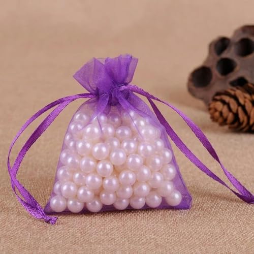 FOELANNE Organza Geschenk Mesh Candy Favour Pouches, 50 Stück 7X9 9X12 10X15 13X18 cm Organzabeutel Schmuckverpackungsbeutel Hochzeit Party Dekoration Geschenkbeutel(Dark Purple,11x16cm) von FOELANNE