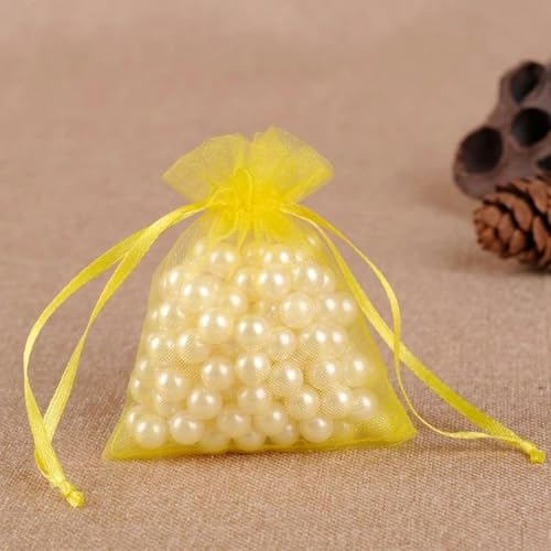 FOELANNE Organza Geschenk Mesh Candy Favour Pouches, 50 Stück 7X9 9X12 10X15 13X18 cm Organzabeutel Schmuckverpackungsbeutel Hochzeit Party Dekoration Geschenkbeutel(Gold,11x16cm) von FOELANNE