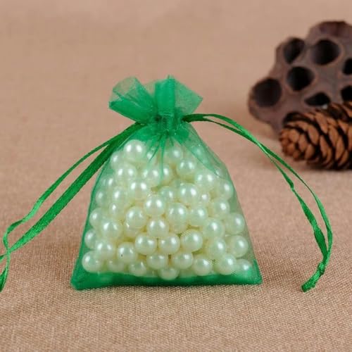 FOELANNE Organza Geschenk Mesh Candy Favour Pouches, 50 Stück 7X9 9X12 10X15 13X18 cm Organzabeutel Schmuckverpackungsbeutel Hochzeit Party Dekoration Geschenkbeutel(Grass Green,11x16cm) von FOELANNE