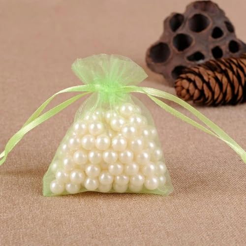 FOELANNE Organza Geschenk Mesh Candy Favour Pouches, 50 Stück 7X9 9X12 10X15 13X18 cm Organzabeutel Schmuckverpackungsbeutel Hochzeit Party Dekoration Geschenkbeutel(Light Green,11x16cm) von FOELANNE