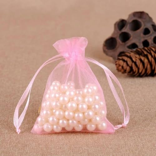 FOELANNE Organza Geschenk Mesh Candy Favour Pouches, 50 Stück 7X9 9X12 10X15 13X18 cm Organzabeutel Schmuckverpackungsbeutel Hochzeit Party Dekoration Geschenkbeutel(Pink,10x15cm) von FOELANNE