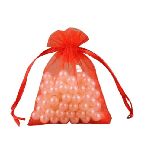 FOELANNE Organza Geschenk Mesh Candy Favour Pouches, 50 Stück 7X9 9X12 10X15 13X18 cm Organzabeutel Schmuckverpackungsbeutel Hochzeit Party Dekoration Geschenkbeutel(Red,10x15cm) von FOELANNE