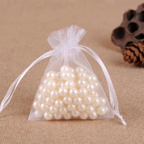 FOELANNE Organza Geschenk Mesh Candy Favour Pouches, 50 Stück 7X9 9X12 10X15 13X18 cm Organzabeutel Schmuckverpackungsbeutel Hochzeit Party Dekoration Geschenkbeutel(White,10x15cm) von FOELANNE