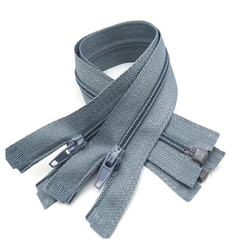 FOELANNE Reißverschlüsse zum Nähen Kunstharz-Reißverschluss 5 Stück 3# Nylon-Reißverschluss-Harz-Reißverschlüsse mit offenem Ende(Grey,30Cm) von FOELANNE