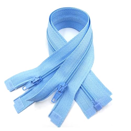 FOELANNE Reißverschlüsse zum Nähen Kunstharz-Reißverschluss 5 Stück 3# Nylon-Reißverschluss-Harz-Reißverschlüsse mit offenem Ende(Light Blue,40Cm) von FOELANNE