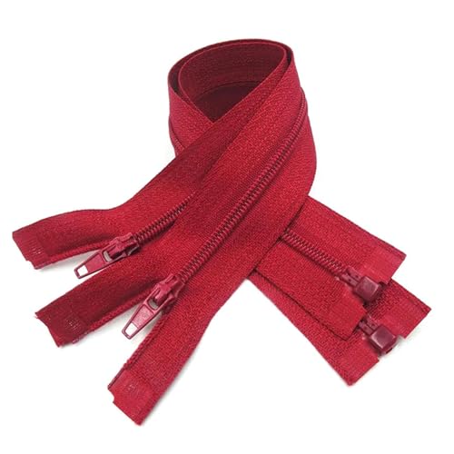 FOELANNE Reißverschlüsse zum Nähen Kunstharz-Reißverschluss 5 Stück 3# Nylon-Reißverschluss-Harz-Reißverschlüsse mit offenem Ende(Wine Red,25Cm) von FOELANNE