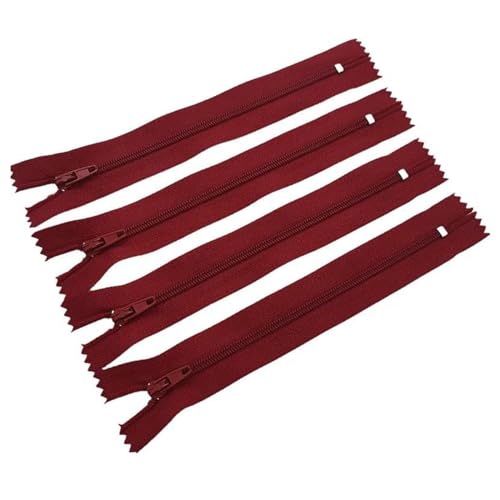 FOELANNE Reißverschlüsse zum Nähen Kunstharz-Reißverschluss Spulenreißverschlüsse aus Harz 3# 70–100 cm Nylon-Spiralreißverschluss(Red Wine,50Pcs 100Cm) von FOELANNE