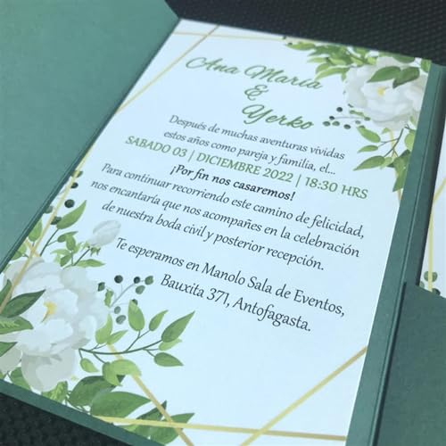 Hochzeit Einladungskarten Party Einladungen, 50 Sets dreifach gefaltete Hochzeitseinladungskarten mit individuell bedruckten Taschen, Einladungen zur Verlobung, for 15. Geburtstag, zur Taufe, zur Hoch von FOELANNE