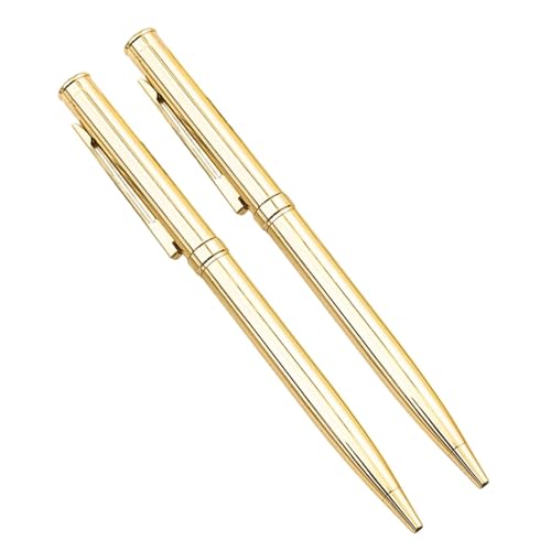 Nachfüllbarer Klick-Kugelschreiber, Metall-Kugelsc 2 stücke Kugelschreiber Metall Rollerball Stifte Glattes Schreiben Gel Tinte Stifte for Schule Büro Liefert Neutral Stift(Golden) von FOELANNE