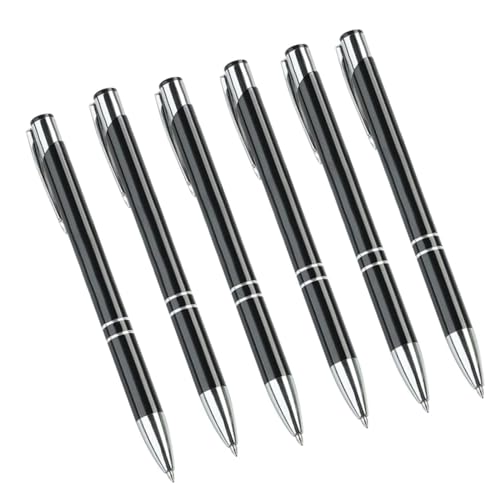 Nachfüllbarer Klick-Kugelschreiber, Metall-Kugelsc 6 stücke Kugelschreiber Versenkbare Metall Rollerball Stifte Fließend Schreiben Gel Tinte Stifte Presse Schreiben Stift for Studenten(Black) von FOELANNE