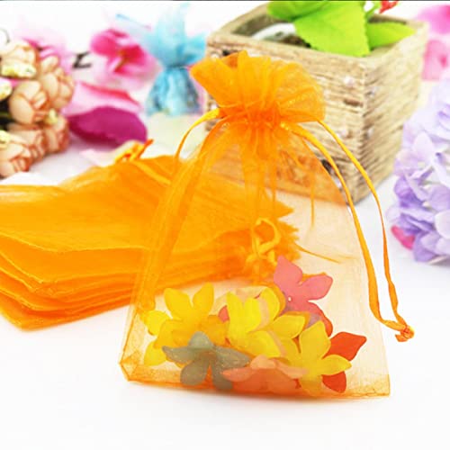 Organza Geschenk Mesh Candy Favour Pouches, 10 Stück 15x20 17x23 20x30 Organzabeutel Verpackungsbeutel Weihnachtsschmuckbeutel Hochzeitsdekoration Geburtstagsfeierzubehör Geschenkbeutel(Orange,13x18cm von FOELANNE