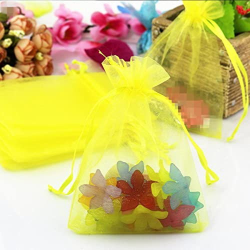 Organza Geschenk Mesh Candy Favour Pouches, 10 Stück 15x20 17x23 20x30 Organzabeutel Verpackungsbeutel Weihnachtsschmuckbeutel Hochzeitsdekoration Geburtstagsfeierzubehör Geschenkbeutel(Yellow,15x20cm von FOELANNE