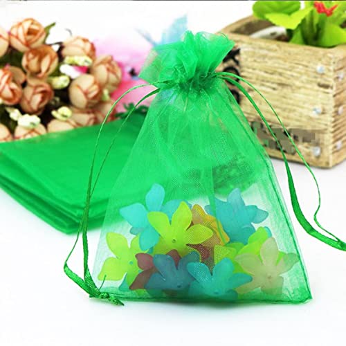 Organza Geschenk Mesh Candy Favour Pouches, 10 Stück 15x20 17x23 20x30 Organzabeutel Verpackungsbeutel Weihnachtsschmuckbeutel Hochzeitsdekoration Geburtstagsfeierzubehör Geschenkbeutel(Green,15x20cm von FOELANNE