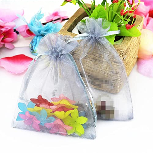 Organza Geschenk Mesh Candy Favour Pouches, 10 Stück 15x20 17x23 20x30 Organzabeutel Verpackungsbeutel Weihnachtsschmuckbeutel Hochzeitsdekoration Geburtstagsfeierzubehör Geschenkbeutel(Silver Rrey,7x von FOELANNE