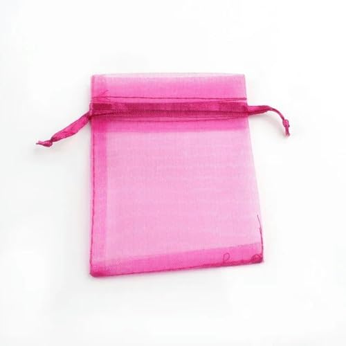 Organza Geschenk Mesh Candy Favour Pouches, 50 Stück 7x9 9x12 10x15 Organzabeutel Schmuckverpackungsbeutel Geschenk Verlobung Hochzeit Party Dekoration Kordelzug Verpackungsbeutel(Fuchsia,10X15CM) von FOELANNE