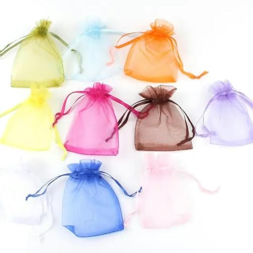 Organza Geschenk Mesh Candy Favour Pouches, 50 Stück 7x9 9x12 10x15 Organzabeutel Schmuckverpackungsbeutel Geschenk Verlobung Hochzeit Party Dekoration Kordelzug Verpackungsbeutel(Mix Color,10X15CM) von FOELANNE