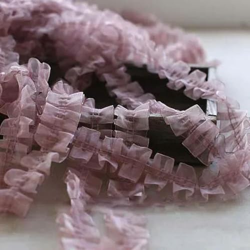 Rüschenband Spitze nähen, 40 Yards Organza-Spitze-Rüschen-Einfassung, plissiertes Netzbesatzband, DIY-Nähband for Hochzeitskleid, 4 cm Breite(Ouse) von FOELANNE