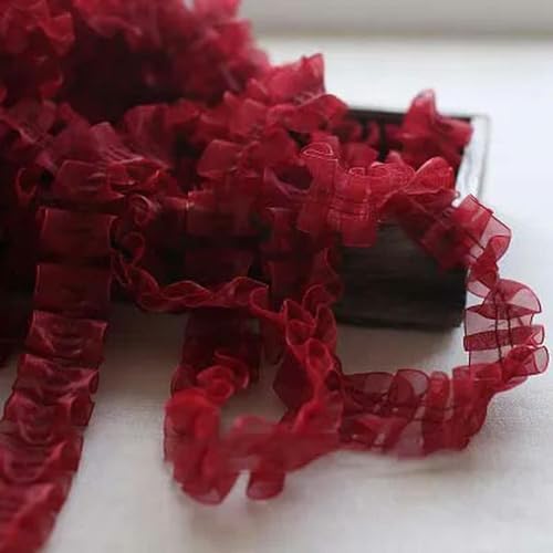 Rüschenband Spitze nähen, 40 Yards Organza-Spitze-Rüschen-Einfassung, plissiertes Netzbesatzband, DIY-Nähband for Hochzeitskleid, 4 cm Breite(Zaored) von FOELANNE