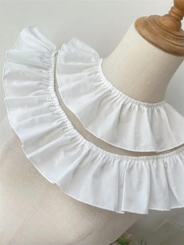 Rüschenband Spitze nähen, Breites weißes Rüschenband aus Baumwolle for Handarbeiten, Spitzenbekleidungsstoffe, Kleidung for Haustiere, Puppen, Kleider, DIY-Kunsthandwerk, Nähdekoration(White 8cm Width von FOELANNE